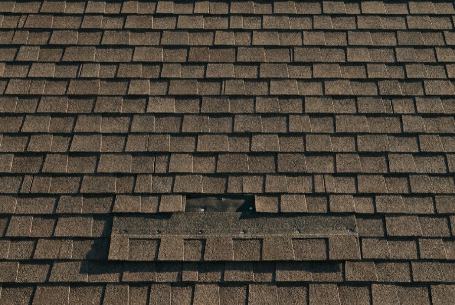 Freshly installed architectural shingles
