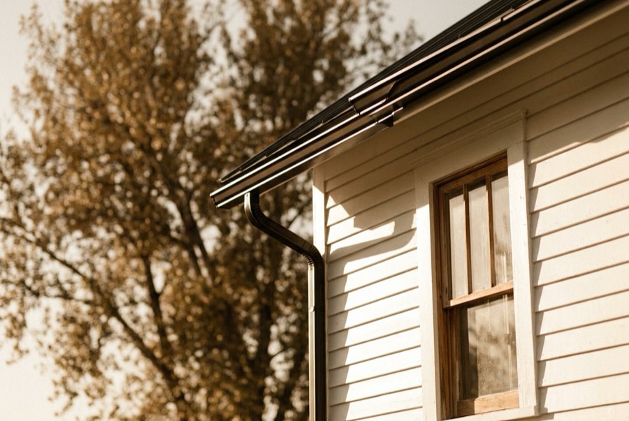Crisp white lap siding on a farmhouse
